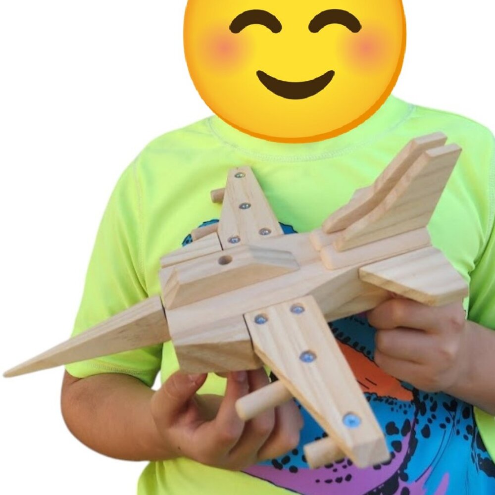 NEW HANDMADE Wooden Fighter Jet Toy Racecar Paint-it-Yourself Craft  Hand built